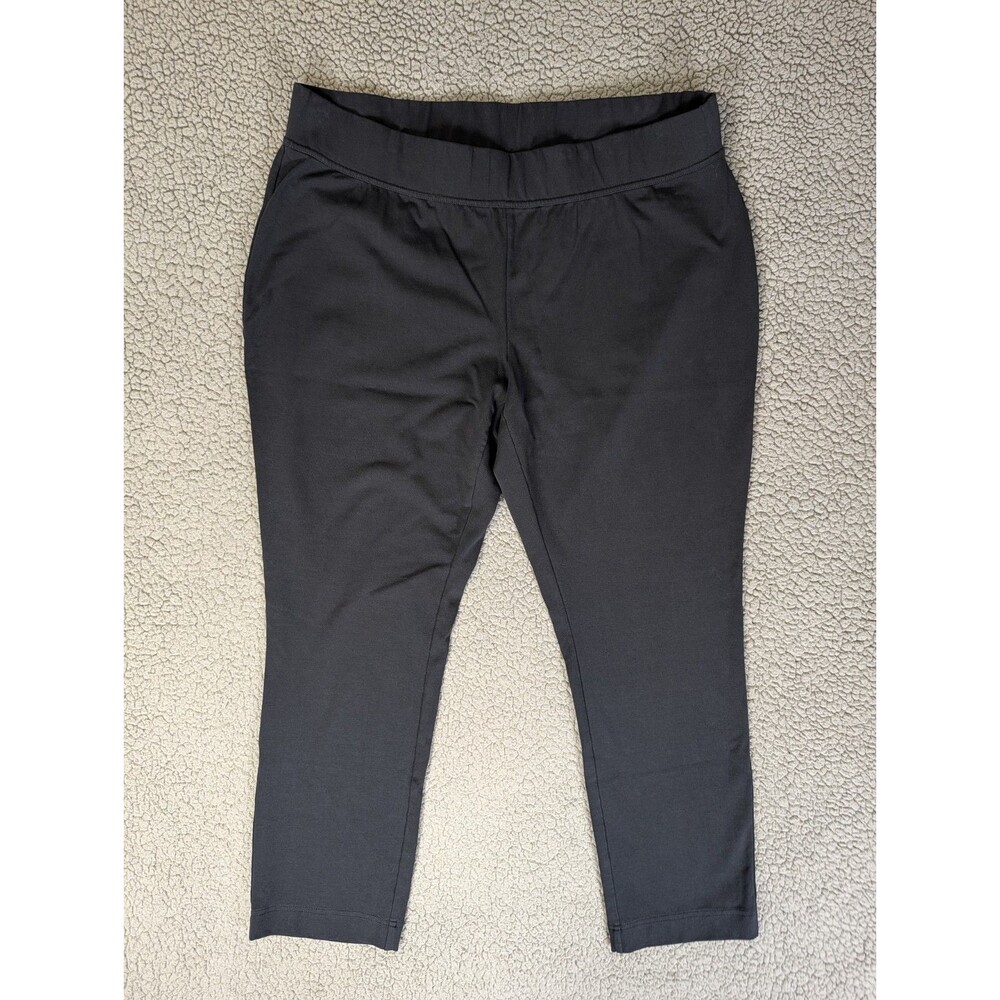 Lands End Starfish Slim Leg Pants Womens 2X 20W-22W Black Stretch Pull On Knit